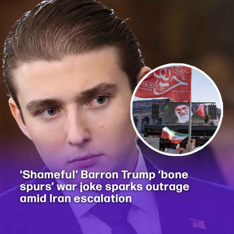 ‘Shameful’ Barron Trump ‘bone spurs’ wa.r joke sparks outrage amid Iran escalation