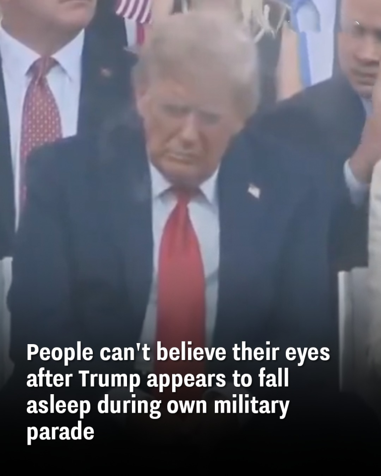 People can’t believe their eyes after Trump appears to fall asleep during own military parade