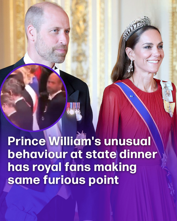 Prince William’s unusual behaviour at state dinner has royal fans making same furious point
